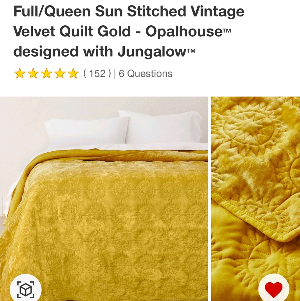 Not selling but ISO this Target Opalhouse w/Jungalow sun stitched gold quilt.